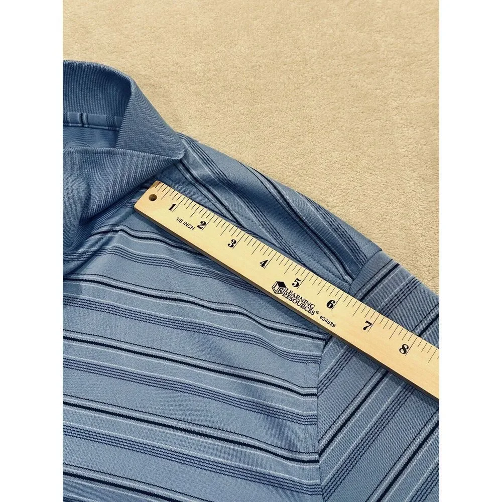 Golden Bear Performance Golf‎ Polo Shirt Men's Large Short Sleeve Blue Striped